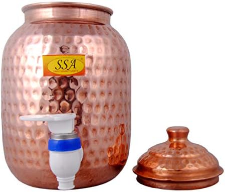 Shiv Shakti Arts Pure Copper Pot Water DispanSer, Recipiente - 2 litros com TAP de plástico Jal Dhaara - Aayurveda boa saúde Benifit -