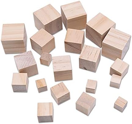 Rebaba 50 peças inacabadas cubos artesanais de madeira, bloqueios quadrados em branco Cubos sólidos naturais para fabricação de quebra