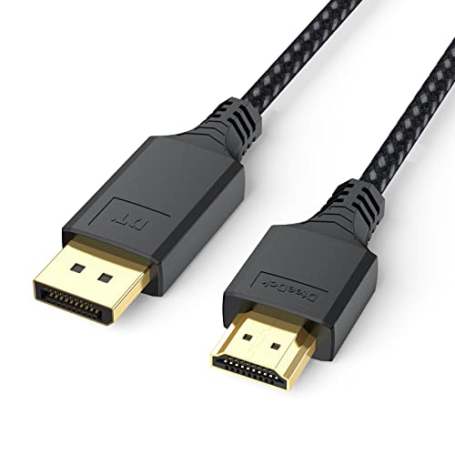 Diteedck Disptalyport para cabo HDMI 3 pés, porta de disposição DP para adaptador de cabo HDMI Adaptador de cordão trançado masculino