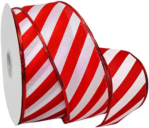 Morex Ribbon com fita fosca com fita fossa fita de cana, 1,5 polegada por 50 jardas, vermelha/branca, 7412.40/50-609