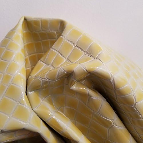 Crocodilo de patente amarelo pálido Croco de 2,5 oz estofamento macio bolsa artesanal bolsa de couro genuíno couro de