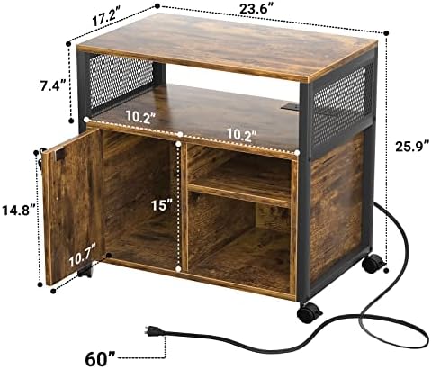 Gabinete de arquivo lateral da Unikito, trancando armários de arquivamento do escritório com soquete e porta de carregamento USB,