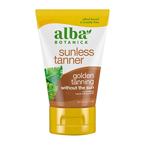 Alba Botanica Banner sem sol, loção auto-tange para rosto e corpo, bronzeamento dourado sem o sol, sem ritmo e de aparência natural,