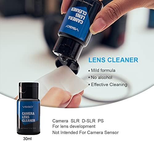 Vsgo dkl-15d câmeras profissionais kit de limpeza com lente lente limpando soprador de ar e fluido de limpeza de câmera, compatível