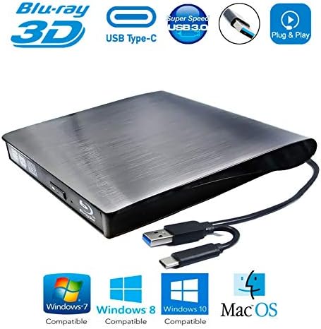 Drive de queimador de Blu-ray externo USB-C, para Dell XPS XP S 13 15 XPS15 2-em-1 2020 8930 9500 9360 9570 7590
