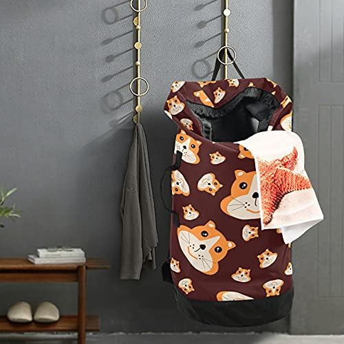 Bolsa de lavanderia fox fox com tiras de ombro para lavanderia Backpack Bag Fechamento de empurramento