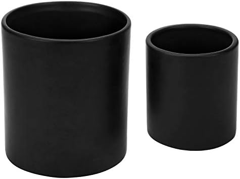 Conjunto de mygift de 2 ferramentas de cozinha de suporte de utensílio de cerâmica preta Ferramentas de cozinha, caddy de talheres de bancada grande e pequena