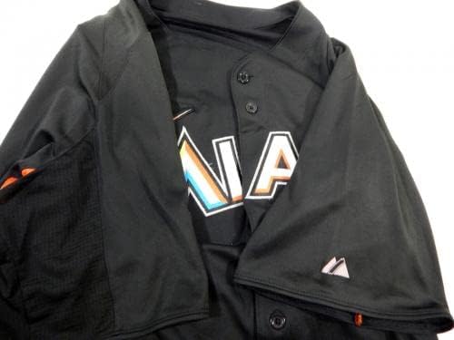 2012-13 Miami Marlins Fermin 60 Game usou Black Jersey St BP 46 DP18407 - Jogo usado MLB Jerseys