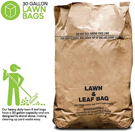 Sacos de grama e folhas de 30 galões de grama e folhas amigas de papel de papel grande e ecologicamente correto, sacos residuais