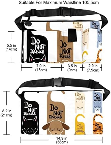 Fanny Pack, gato de gato de animais de estimação para mulheres e homens, sacos de cintura, bolsa de cintura, bolsa grande