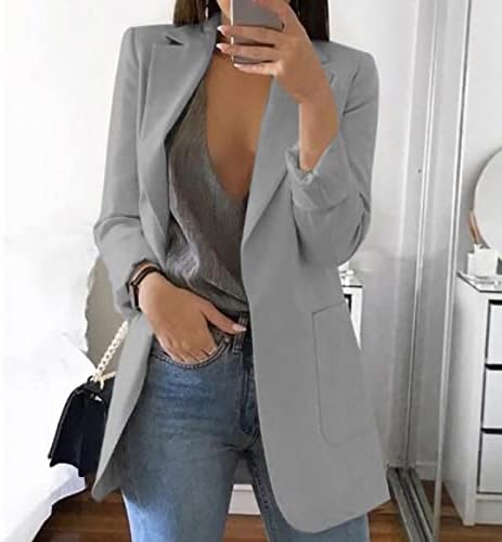 Blazer formal Blazer Plus Size Work Office Businet Casat Manga Longa Cardigã frontal aberto Blazers de cores sólidas