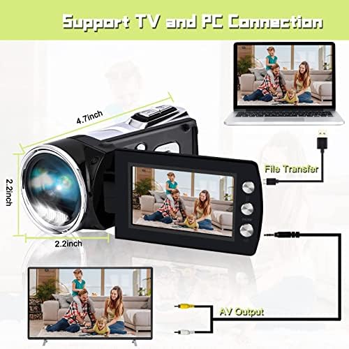 Câmera de vídeo digital de vídeo Digital HD Câmera 1080p 24mp 2.7 TFT LCD Screen 8x Zoom digital 270 graus Câmera de vídeo