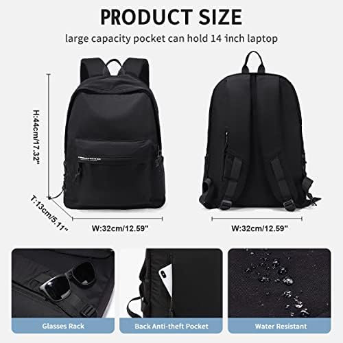 Mochila Onxthin para Men Women, Backpack Black, Laptop Backpack Casual Laptop de Rucksack Laptop Casual Casual