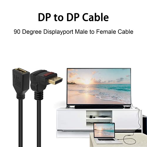 Cabo de extensão Poyiccot DisplayPort, 90 graus de ângulo de ângulo DisplayPort para DisplayPort Cable masculino