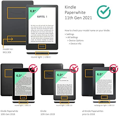 Kalibri Case Compatível com Kindle Paperwhite 11. Geração 2021 - Case Caso Real Letrader Flip Tampa - Black