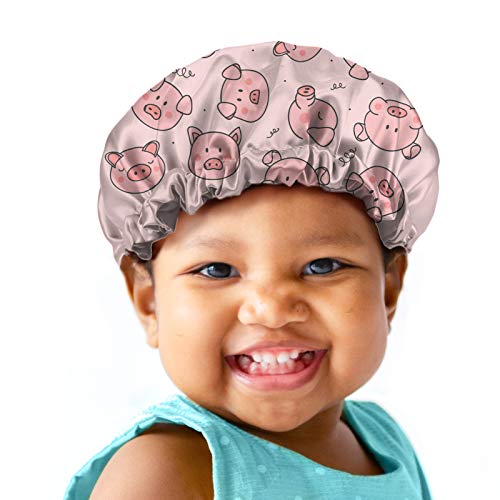 Huise para fofo porco cetim de cetim Bap bonnet Sleep Sleep Teens adolescentes, Pink Kids Kids Turban Hat Hair Protector