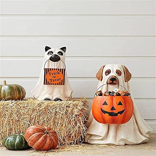 Ainnjj Halloween Ghost Dog/Cat Candy Bowl, lanche, pumkin e truques ou travessuras para o bruço da tigela de doces, decorações