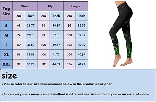 Leggings de cintura alta do dia de St Patricks para mulheres trevo de trevo mole o treino de controle de barriga de barriga esbelta,