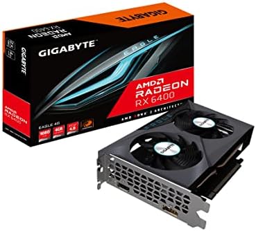 Gigabyte Radeon Rx 6400 Card de gráficos de águia 4g, sistema de resfriamento Windforce 2x, 4 GB de 64 bits GDDR6, GV-R64EGLE-4GD CARTA