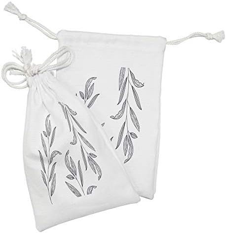 Conjunto de bolsas de tecido de ambesonne ramificações de 2, ilustração simplista de folhas de aparência eclodida na impressão