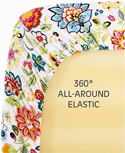 Lençóis do Meishang Sheet Floral Presded Leets Ultra Soft Microfibra - 16 polegadas de bolso de 16 polegadas