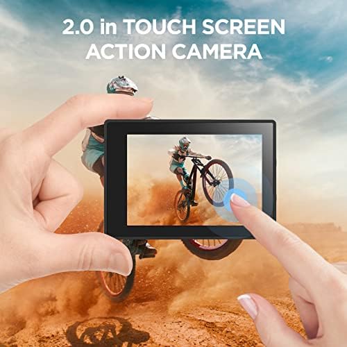 TIMNUT 4K Ação Câmera Touchscreen - Tela dupla Ultra HD EIS WiFi Sports Camera, câmera à prova d'água de 40m 170 ° Câmera de