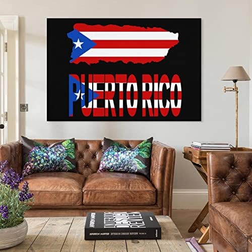 Mapa Bandeira de Porto Rico Arte da parede Pintura pendurada Decoração de parede para banheiro quarto da sala de estar cozinha de escritório