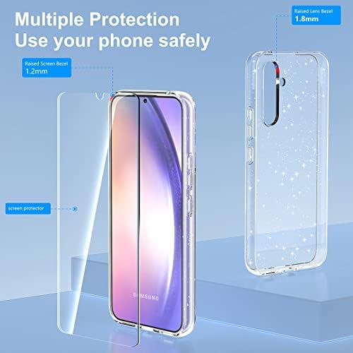 Kswous Glitter Case for Samsung Galaxy A54 5G com protetor de tela [2 pacote], Bling Clear Bling Sparkly fofo protetor à prova de choques