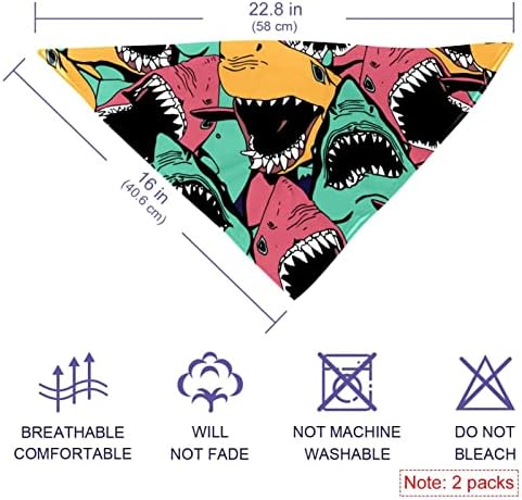 Piranha tubarão cachorrinho lenço de babadors laváveis ​​de lavanderias, 2 pcs acessórios ajustáveis ​​para pequena menina