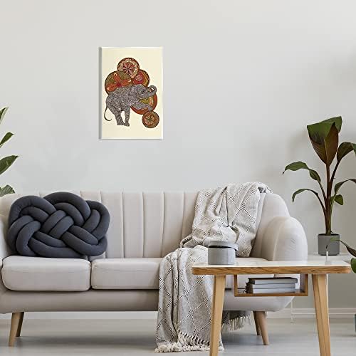 Stuell Industries Elephant & Ball detalhado Mandala Fractais Formas Florais Arte da parede de madeira, design de Valentina Harper