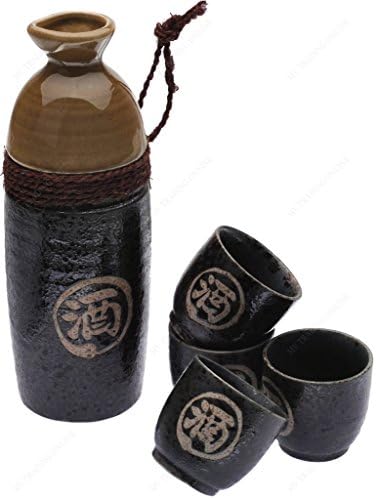 Sake japonês com símbolo kanji saquê