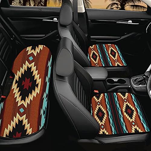 Seanative 2pcs Aztec Tribal Front Seat para automóvel para automóveis e vintage étnico 1pcs respirável para almofada traseira de banco