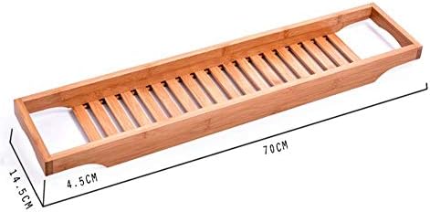 Bandeja de banheira de madeira tangista bandeja de banheira de banheira de bambu na bandeja de celular de suporte para comprimidos e suporte integrado, adequado como prateleira de banho ou mesa de banho