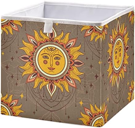 Organizador de cubos de armazenamento dobrável de Alaza, face de sol e recipientes de armazenamento de ornamento real organizador de prateleira de armário com alças para o escritório em casa