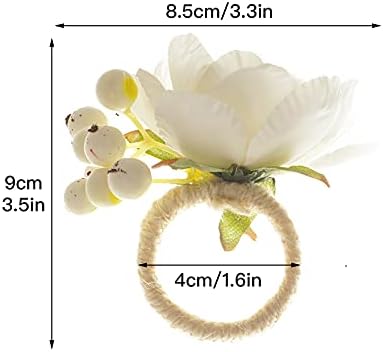 Zwmbyn Artificial Flower Napkin Rings Conjunto de 6, artesanato videira de guardana