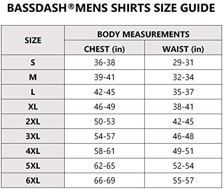Camisetas de pesca de bassdash para homens UV Sun Protection UPF 50+ T-shirt de manga longa de manga longa