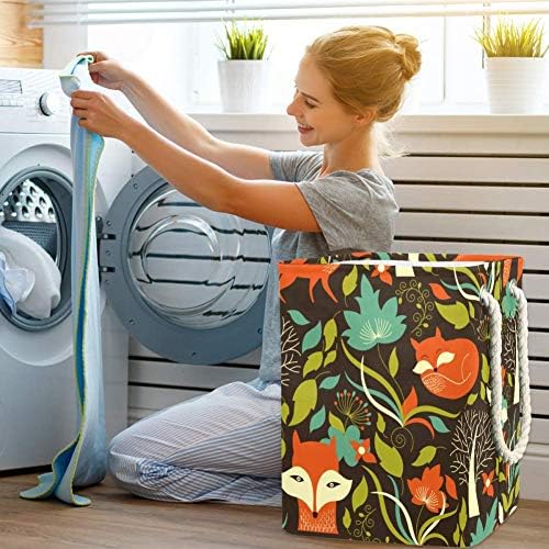 Indicultor Fox Pattern 300D Oxford PVC Roupas à prova d'água cesto de lavanderia grande para cobertores Toys de roupas no quarto