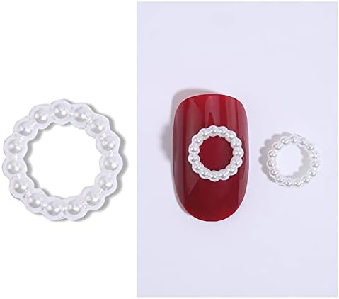 Hjkogh 50pcs abs pérolas enliços de unhas de arte com várias formas estrela/coração/círculo 3D DIY Stones artesanato para encantos simples de designer branco/bege