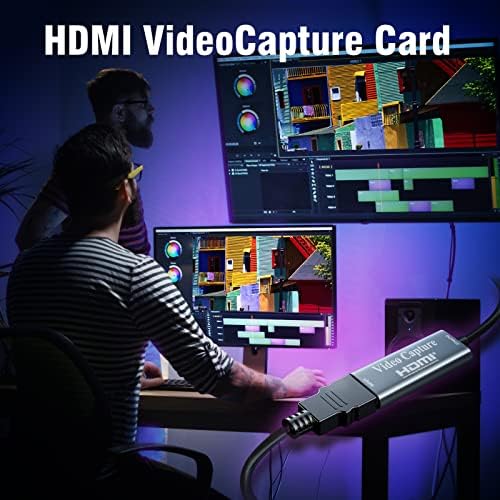 Cartão de captura de vídeo, fulfalic 4K HDMI para USB Capture Card, cartão de captura Full HD 1080p, captura de videogame HDMI