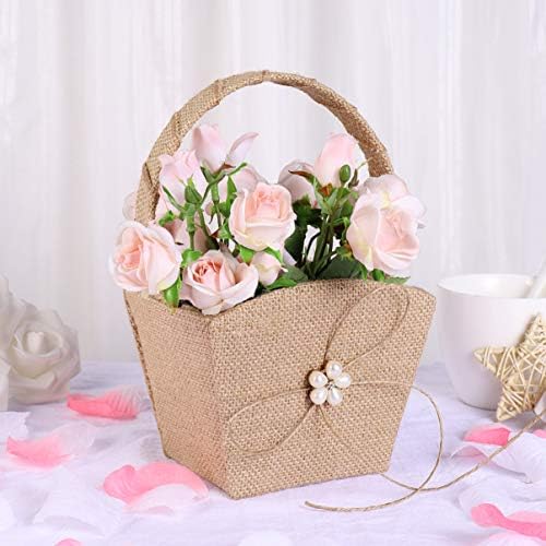 1pc Western Handmade Handmade Vintage Rustic Lace Bowknot Basket Basket Basket Girl Basket para banquete de festa