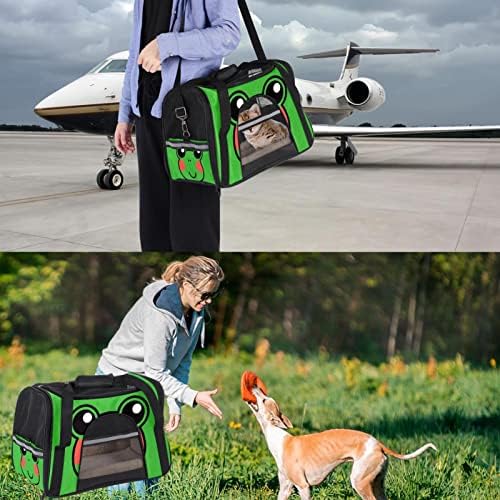 Portador de animais de estimação Cabeça de sapo verde fofo Transportadores de viagem de animais de estimação para gatos, cães cachorros conforto portátil portátil Pet Saco Airline aprovado