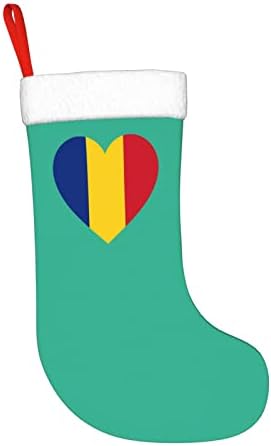 CutedWarf Love Romania Flag de Natal Teatro de Natal Classic Classic 18 polegadas Lareira Hanging Sock