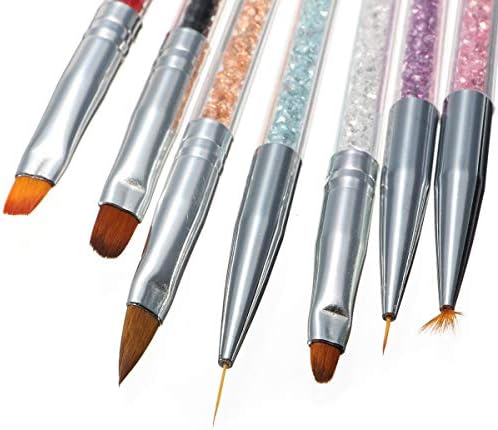 Nizyh 7pcs Conjunto de canetas de unhas de strass, desenho de linha, fototerapia, pintura de cristal e caneta de mancha,