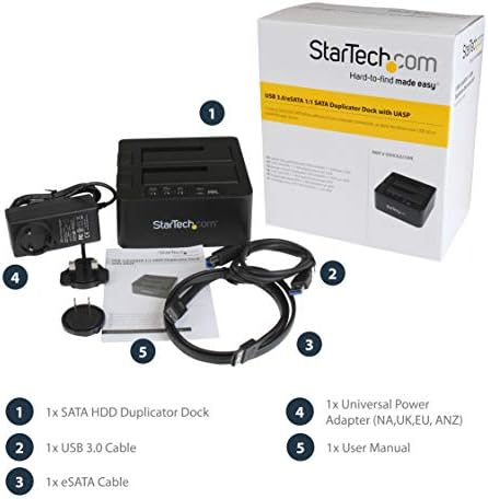 Duplicador de disco rígido de Startech.com, Dual Baía Dual Externa USB 3.0/ESATA para 2,5/3,5 SATA III HDD/SSD CLONER/COOPIER,