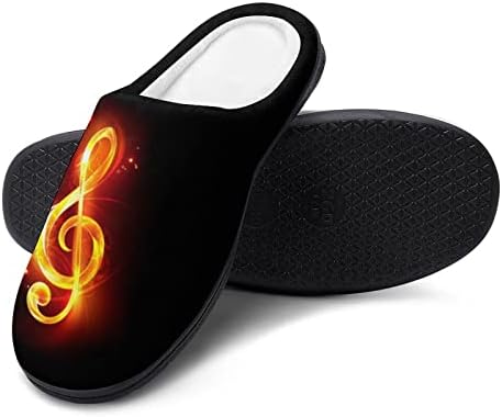 Fiery Musical Note Key Mens algodão chinelos de inverno Slippers de casa que não deslizam solteiros de solteiro sapatos