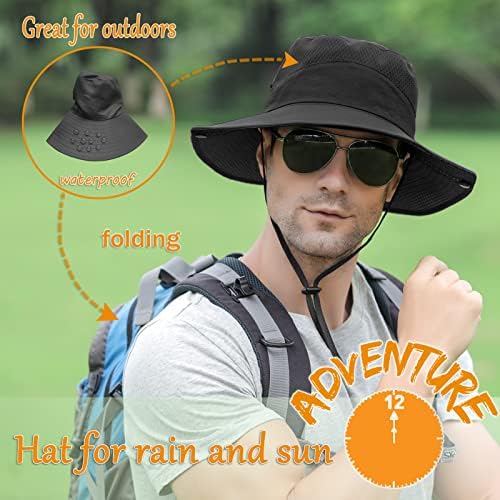 Aenmt Sun Hat for Men/Mulheres, Chapéu de Bucket de Proteção UV ampla, chapéu de boonie masculino à prova d'água para