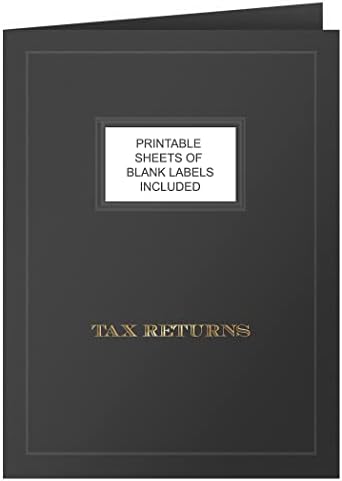 A coleção de galerias, 50 contagem, pastas de bolso de declarações fiscais, folha de ouro com etiquetas personalizáveis, para profissionais de impostos - preto