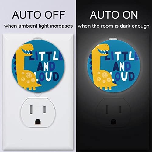 2 Pacote de plug-in Nightlight LED Night Light Dinosaur Blue com Dusk-to-Dawn para quarto de crianças, viveiro, cozinha,