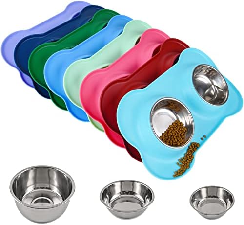 Tigelas de cachorro Juqiboom 2 tigela de aço inoxidável para água para animais de estimação e alimentador de alimentos com