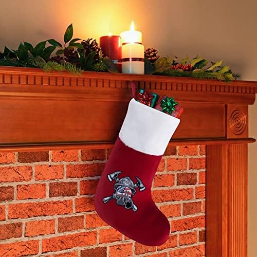 Bombeiros dos EUA 9-11 Nunca esqueça meias de meia de Natal com lareira macia pendurada para a decoração da casa da árvore de Natal